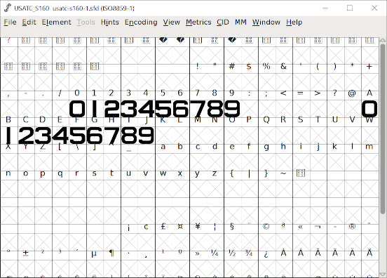 Screenshot from FontForge