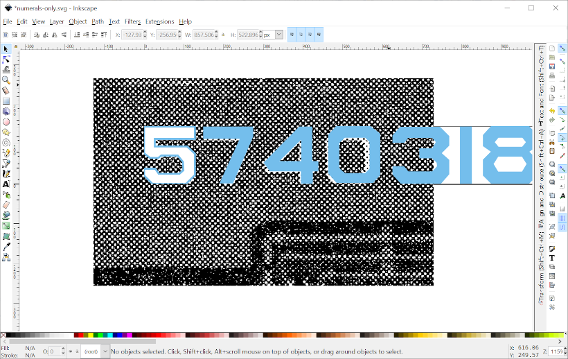 Screenshot: editing vector graphics in Inkscape